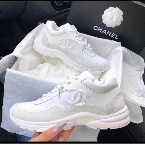 ladies white chanel trainers|Chanel white trainers women.